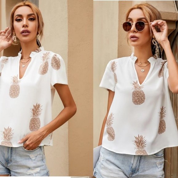 SALE 👌NEW!! Size 6 Pineapple Print Blouse - Picture 2 of 3